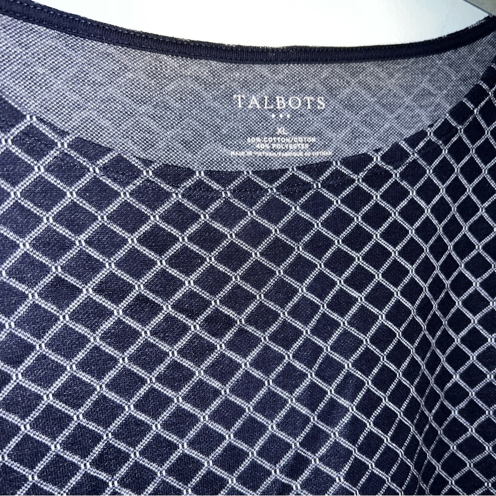 Talbots Navy and White Geometric Peplum Tunic - Picture 5 of 11